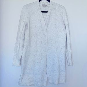 LOFT Outlet, Heavyweight Open Sweater Cardigan Ivory multicolor flecks. Size M